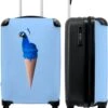 NoBoringSuitcases.com® Koffer - Reiskoffer Met Wielen - Pauw - IJshoorntjes - Blauw - IJs - Vogel - Handbagage Trolley - Past Binnen 55x40x20 Cm En 55x35x25 Cm - Fotokoffer