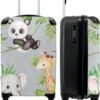 NoBoringSuitcases.com® Koffer - Jungle - Panda - Olifant - Giraffe - Kinderen - Past Binnen 55x40x20 Cm En 55x35x25 Cm - Handbagage - Trolley - Fotokoffer - Cabin Size - Print
