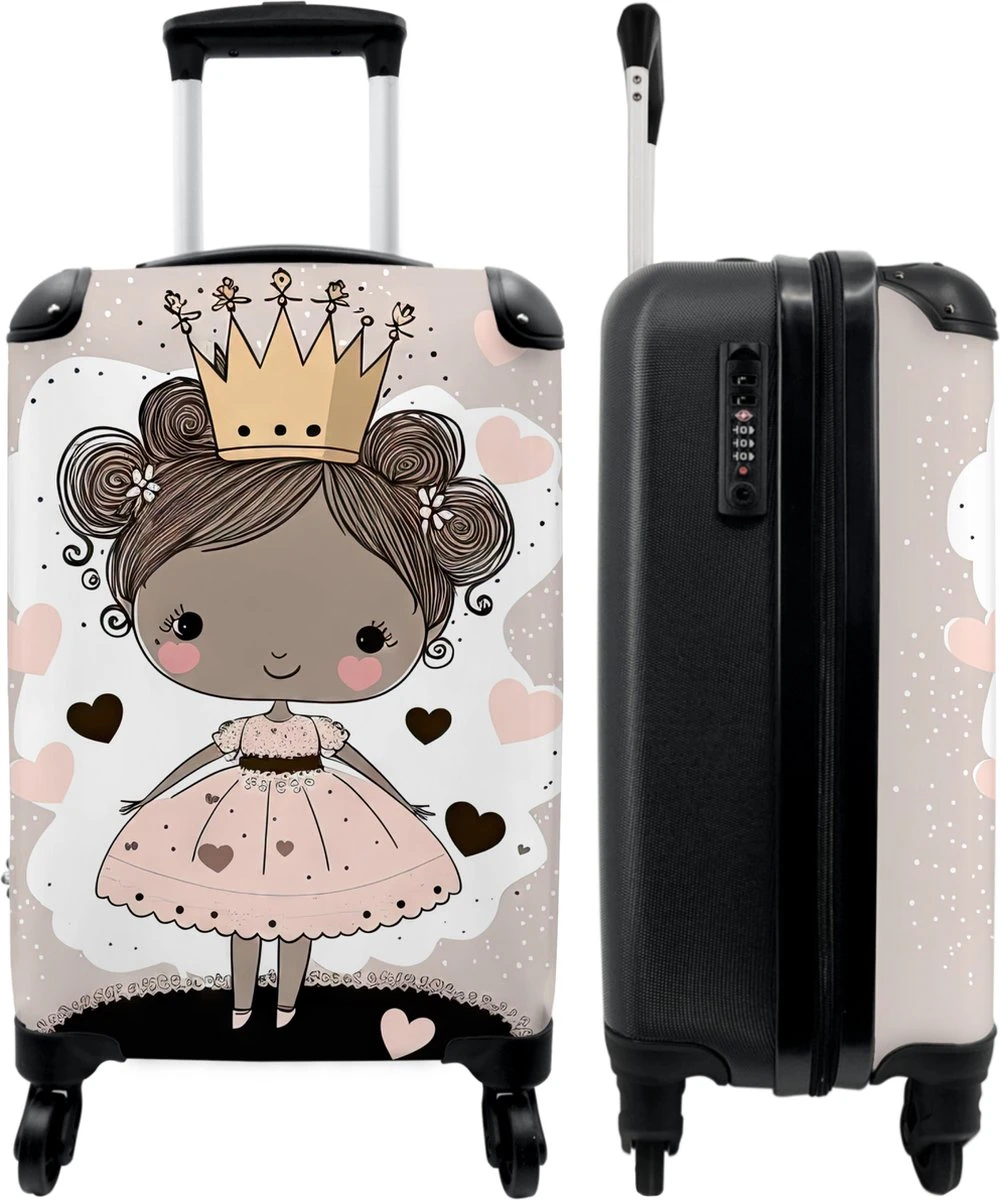 NoBoringSuitcases.com® Kinderkoffer - Trolley Op Wieltjes - Prinses - Hartjes - Kroon - Roze - Meisjes - Koffer Meisje - Past Binnen 55x40x20 Cm En 55x35x25 Cm - Reiskoffer - Fotokoffer 1 NoBoringSuitcases.com® Kinderkoffer - Trolley Op Wieltjes - Prinses - Hartjes - Kroon - Roze - Meisjes - Koffer Meisje - Past Binnen 55x40x20 Cm En 55x35x25 Cm - Reiskoffer - Fotokoffer