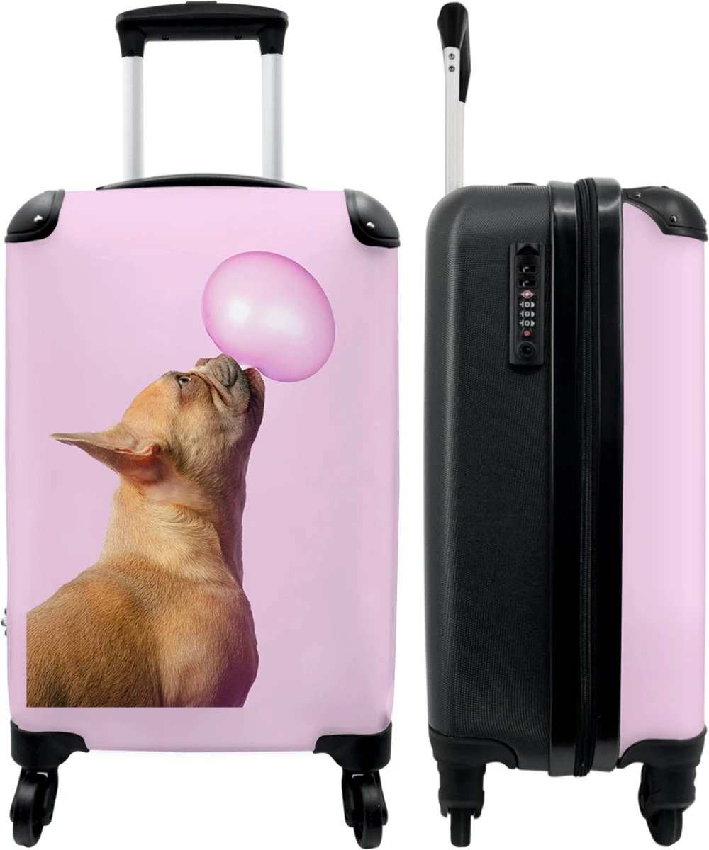 NoBoringSuitcases.com® Kinderkoffer - Hond - Dieren - Kauwgom - Roze - Kinderen - Trolley Kinderen - Past Binnen 55x40x20 Cm En 55x35x25 Cm - Reiskoffer Met Wielen - Koffertje 1 NoBoringSuitcases.com® Kinderkoffer - Hond - Dieren - Kauwgom - Roze - Kinderen - Trolley Kinderen - Past Binnen 55x40x20 Cm En 55x35x25 Cm - Reiskoffer Met Wielen - Koffertje