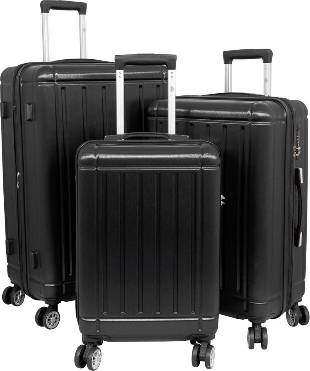 Travelsuitcase - Parma- Losse Reiskoffer - Polycarbonaat- Zwart - Hoogglans - Maat S / 42 Liter 1 Travelsuitcase - Parma- Losse Reiskoffer - Polycarbonaat- Zwart - Hoogglans - Maat S / 42 Liter