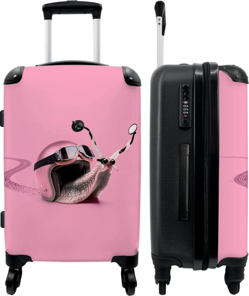 NoBoringSuitcases.com® Koffer Groot - Slak - Roze - Meisjes - Racen - Trolley Koffer Met TSA-slot - Met Wielen - 90 Liter - Reiskoffer - 66 Cm 1 NoBoringSuitcases.com® Koffer Groot - Slak - Roze - Meisjes - Racen - Trolley Koffer Met TSA-slot - Met Wielen - 90 Liter - Reiskoffer - 66 Cm