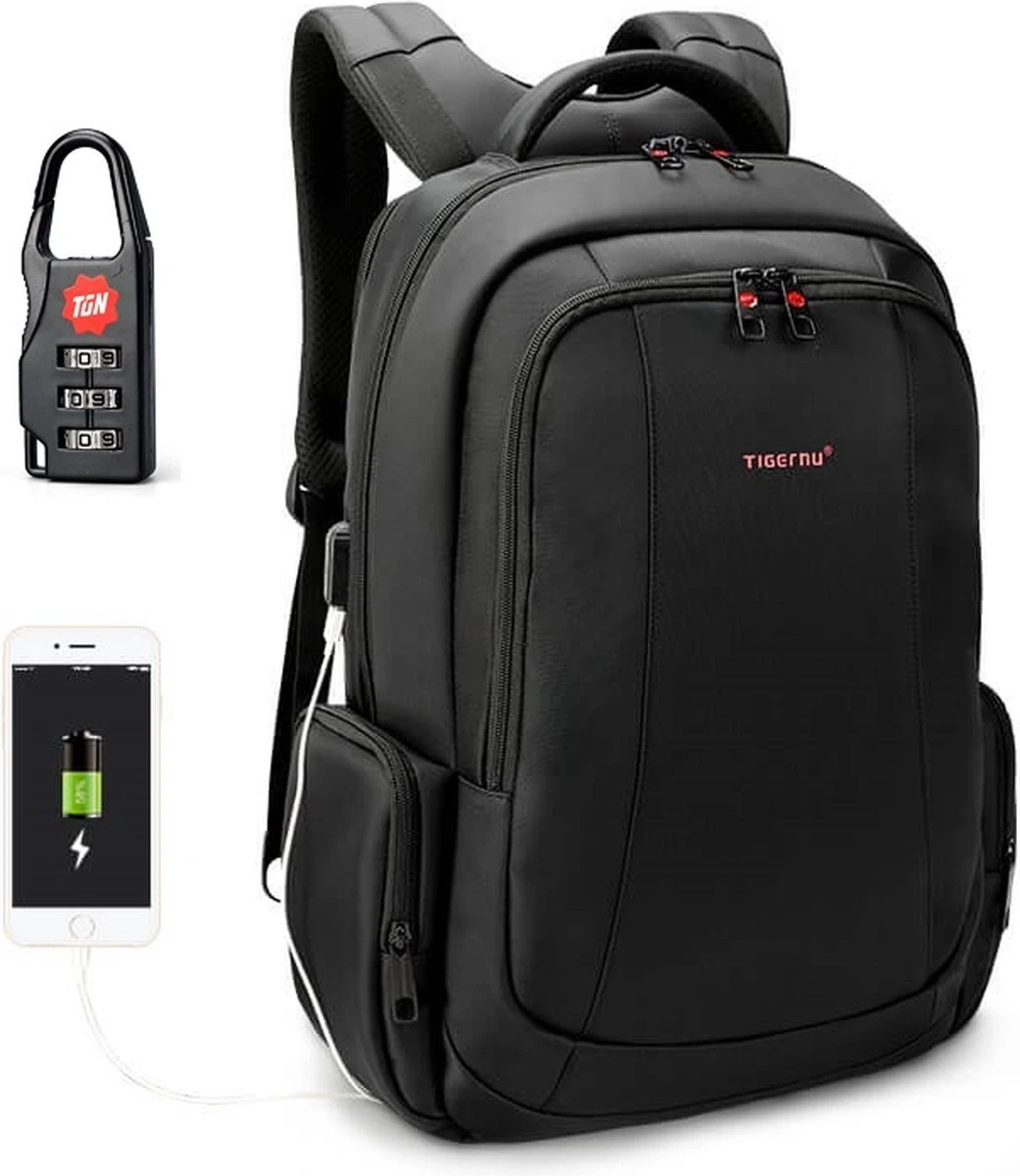 Tigernu Daily Laptop Rugzak 15,6 Inch – Rugtas - Dames En Heren – Spatwaterdicht – Anti Diefstal – 27 Liter - Zwart 1 Tigernu Daily Laptop Rugzak 15,6 Inch – Rugtas - Dames En Heren – Spatwaterdicht – Anti Diefstal – 27 Liter - Zwart