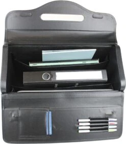 Pilotenkoffer Zonder Wiel - Kunstleer Zwart - Grote Piloten Koffer Met Laptopvak En Cijferslot - Kantoor Koffer - Werk Koffer -Kofferland Goedkope Winkel 1045x1200 2