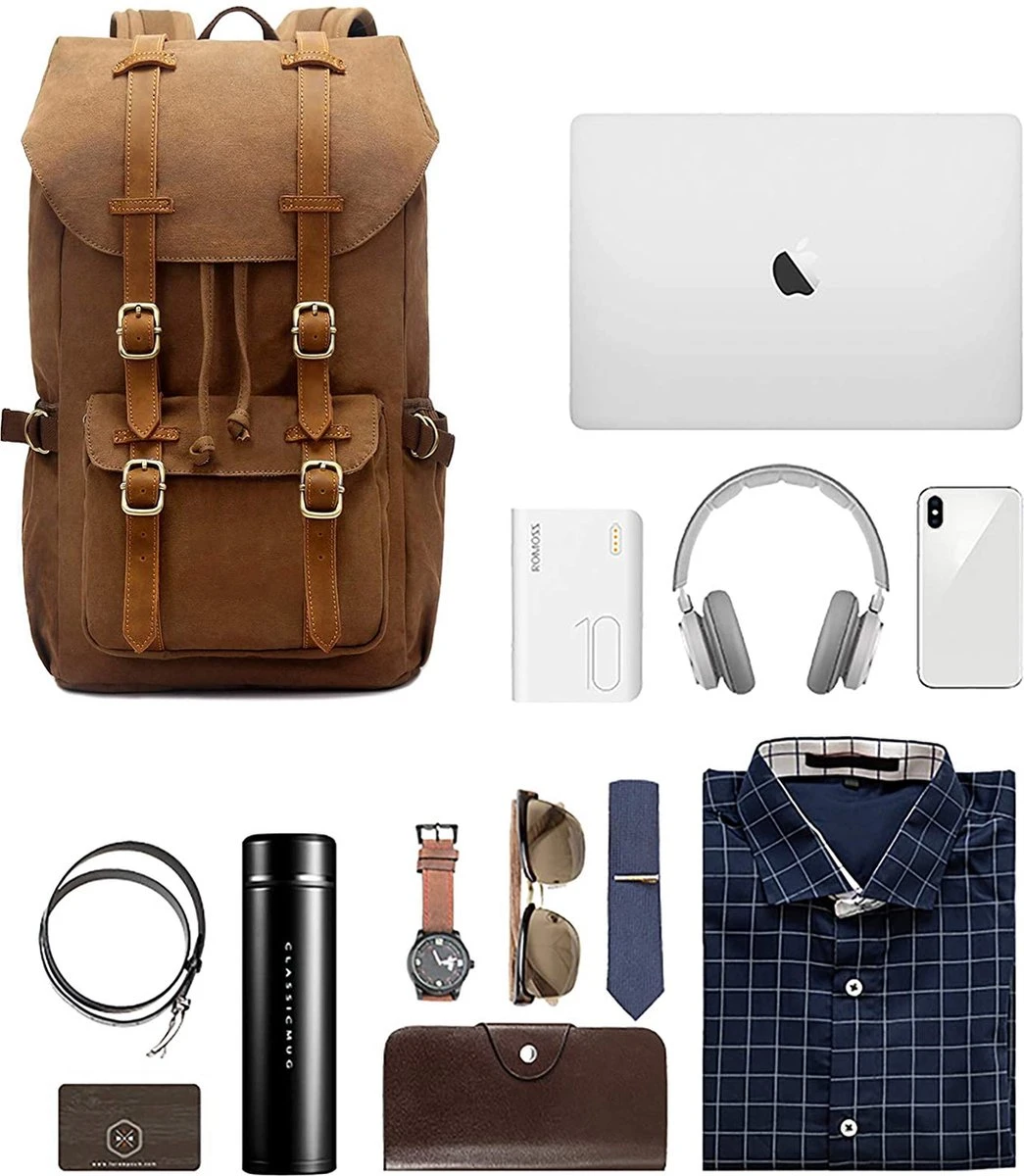 EV - Rugzak Canvas - Leder Details 4 EV - Rugzak Canvas - Leder Details - Afbeelding 4