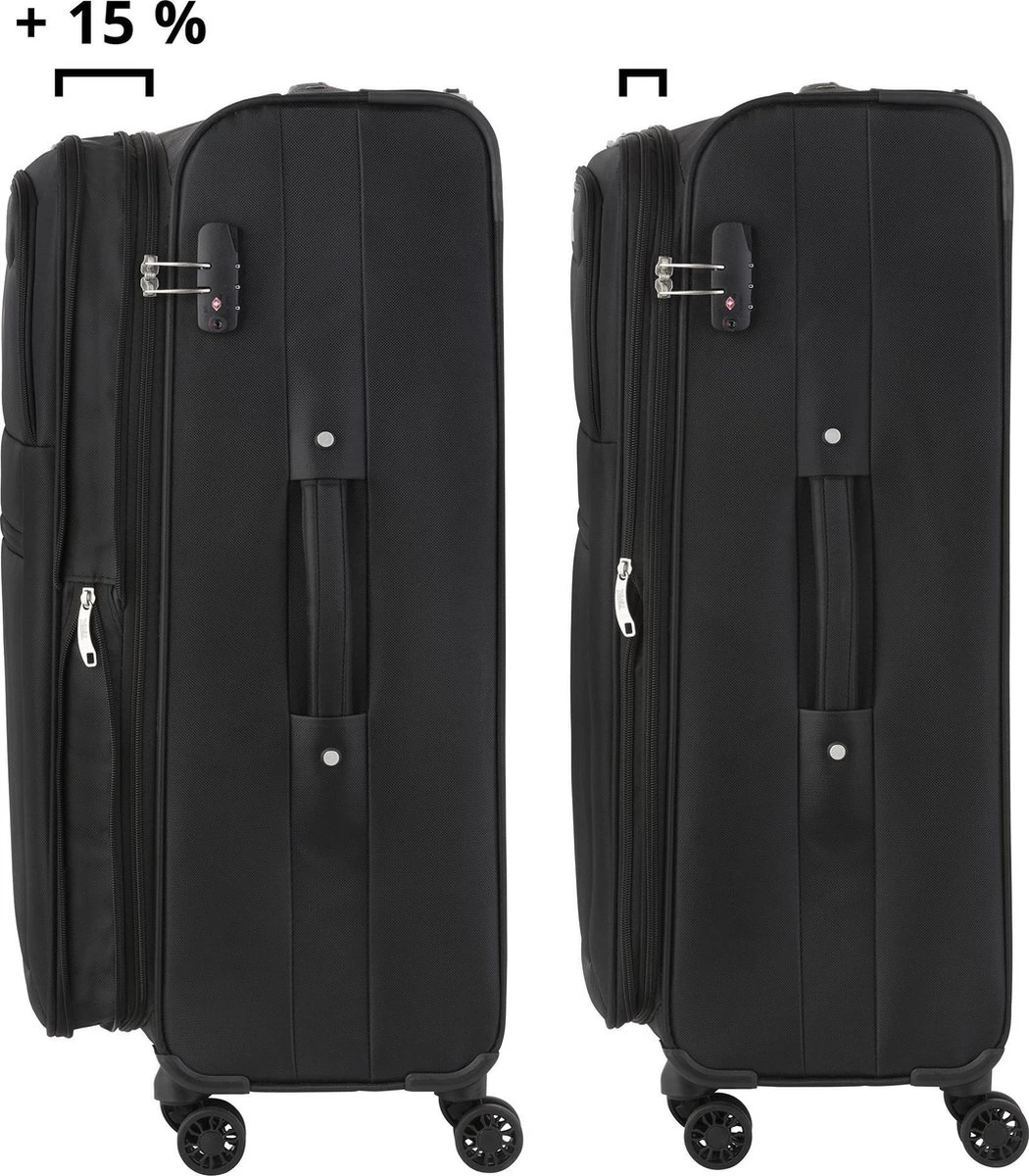 Travelz Softspinner TSA Reiskoffer 67cm - Zachte Reiskoffer Met Expander - Zwart 2 Travelz Softspinner TSA Reiskoffer 67cm - Zachte Reiskoffer Met Expander - Zwart - Afbeelding 2