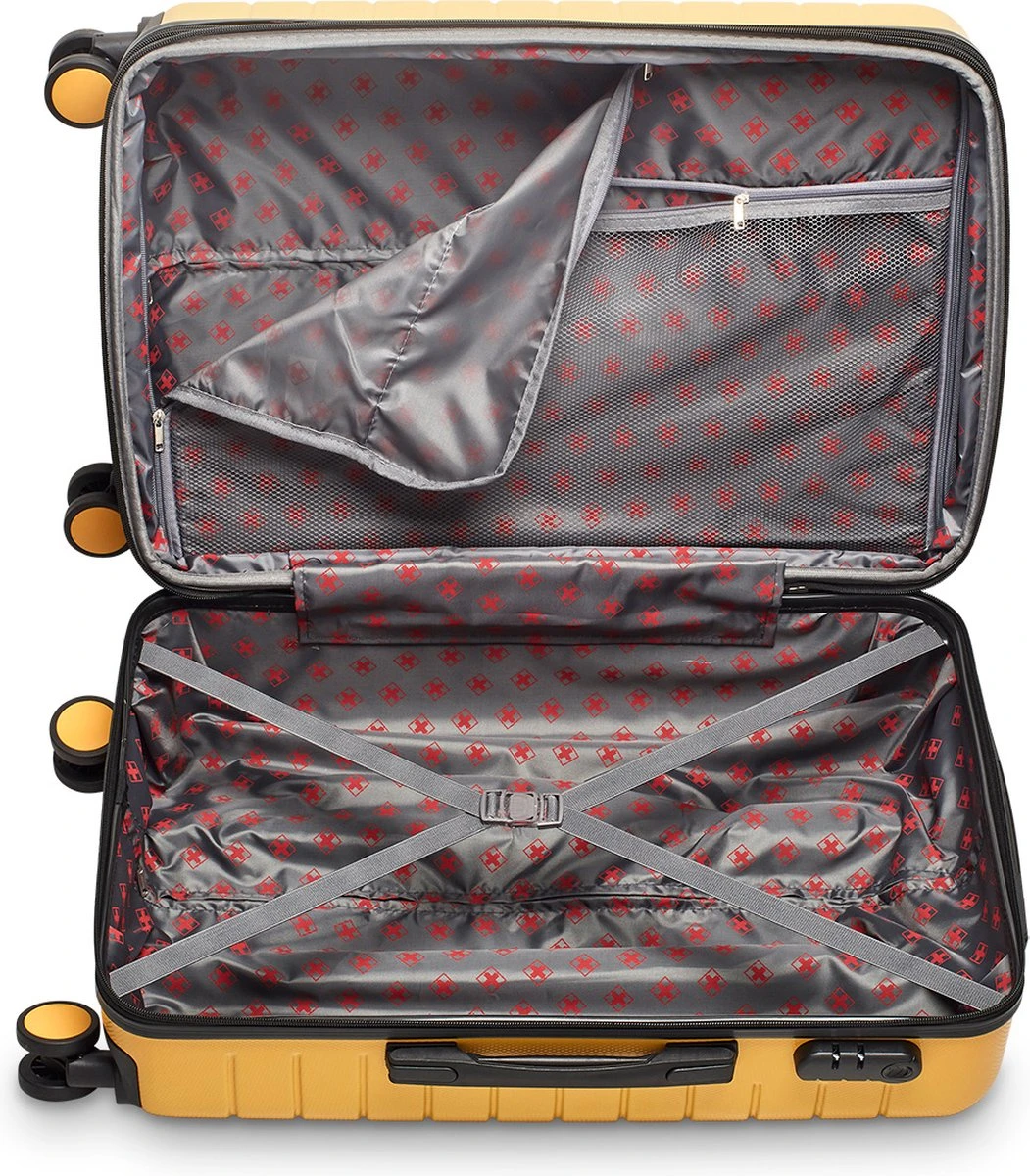 Swiss Alpine 2.0 - Reiskoffer - 67 Cm - 4 Wielen - Geel 3 Swiss Alpine 2.0 - Reiskoffer - 67 Cm - 4 Wielen - Geel - Afbeelding 3