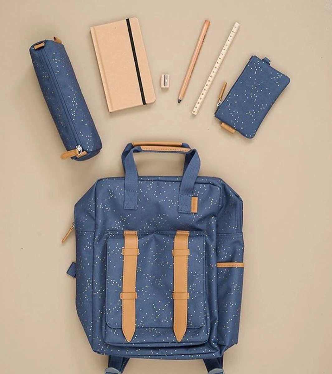 Fresk Rugzak Indigo Dots - Kinderrugzak - Boekentas Kleuterschool - Peuter Zak - Blauw Met Gouden Dots 2 Fresk Rugzak Indigo Dots - Kinderrugzak - Boekentas Kleuterschool - Peuter Zak - Blauw Met Gouden Dots - Afbeelding 2