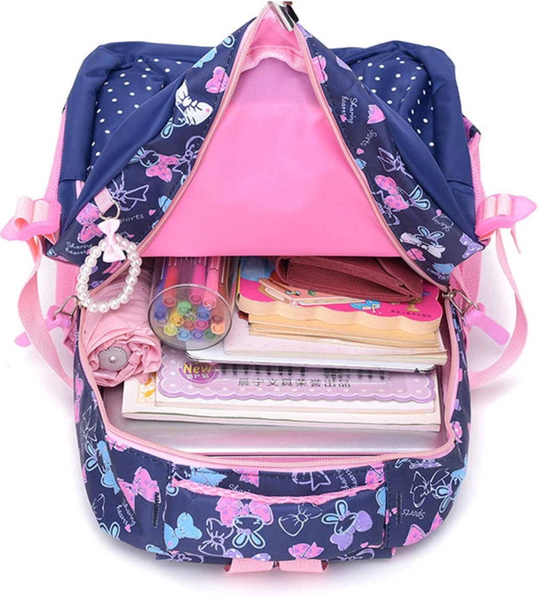 STIJLVOLLE GROTE CAPACITEIT GRAPPIGE ROZE TIENER BOEKENTAS LAPTOP,SCHOOLTAS RUGZAK VOOR VROUW MEISJE ( ROZE PAARS ) 3 STIJLVOLLE GROTE CAPACITEIT GRAPPIGE ROZE TIENER BOEKENTAS LAPTOP,SCHOOLTAS RUGZAK VOOR VROUW MEISJE ( ROZE PAARS ) - Afbeelding 3