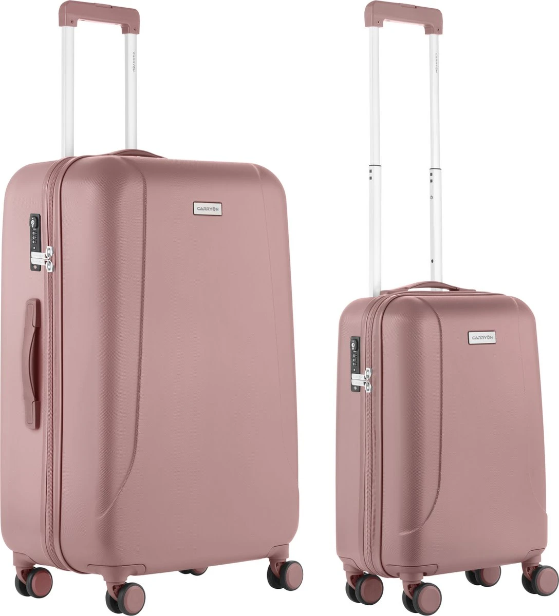 CarryOn Skyhopper Kofferset – TSA Handbagage + Reiskoffer 78cm – Dubbele Wielen - Old Pink 1 CarryOn Skyhopper Kofferset – TSA Handbagage + Reiskoffer 78cm – Dubbele Wielen - Old Pink