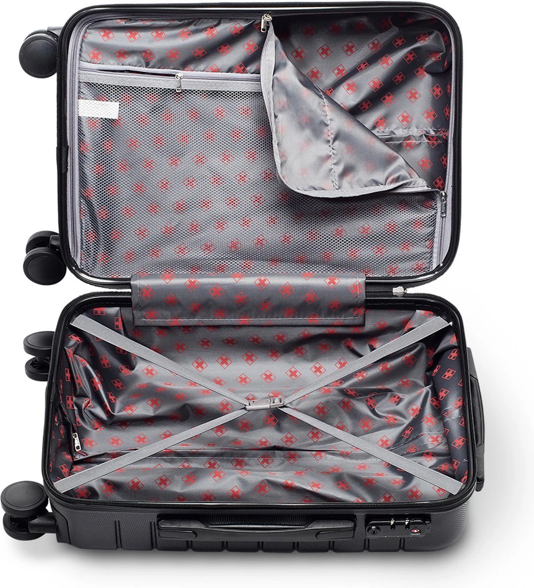 Swiss Alpine 2.0 - Handbagage Koffer - 55x35x20 Cm - 4 Wielen - Zwart 3 Swiss Alpine 2.0 - Handbagage Koffer - 55x35x20 Cm - 4 Wielen - Zwart - Afbeelding 3