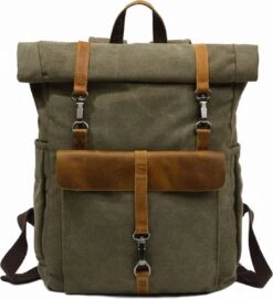 MORGNTAU - Ukiyo - Rugzak - Backpack - Groen - Canvas - Leer