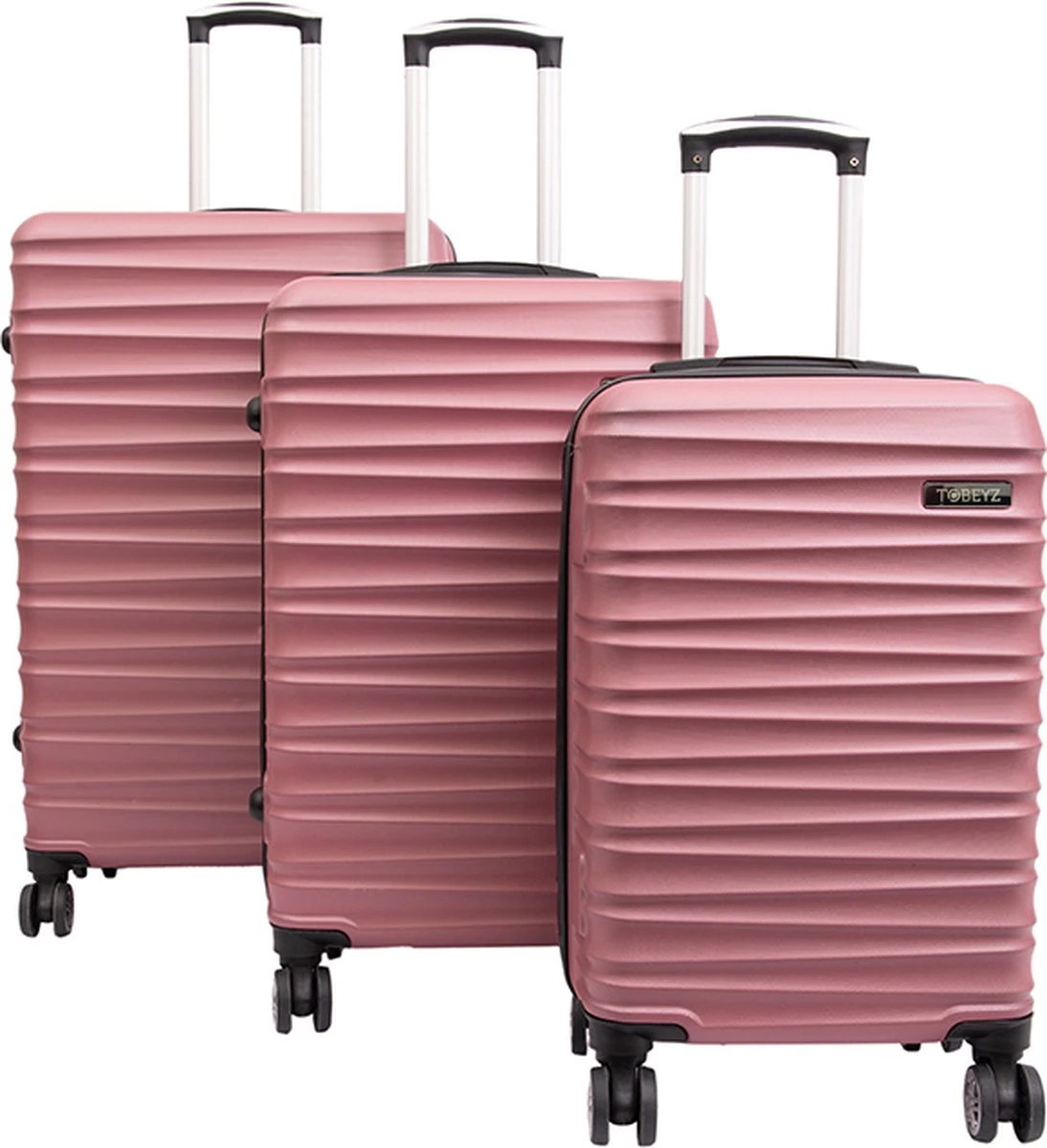 Tobeyz - Kofferset - 3-delig Roze Handbagage - Verrijdbaar Op 4 Wielen - Stevig ABS - Lichtgewicht, Trolley 1 Tobeyz - Kofferset - 3-delig Roze Handbagage - Verrijdbaar Op 4 Wielen - Stevig ABS - Lichtgewicht, Trolley