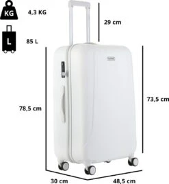 CarryOn Skyhopper Reiskoffer - 78cm TSA Trolley Met OKOBAN - Dubbele Wielen - Wit -Kofferland Goedkope Winkel 1108x1200