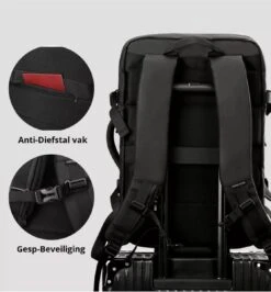 HEANVER Travel Elite - Reistas Handbagage - Weekendtas - 17inch Laptop Rugzak - Backpack Waterafstotend - 30L / 60 Liter Tas - Zwart / Antraciet -Kofferland Goedkope Winkel 1114x1200 3