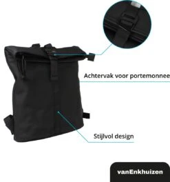 VanEnkhuizen Rolltop Rugzak 9 Liter - Waterafstotend En Thermo Materiaal - Zwart -Kofferland Goedkope Winkel 1124x1200