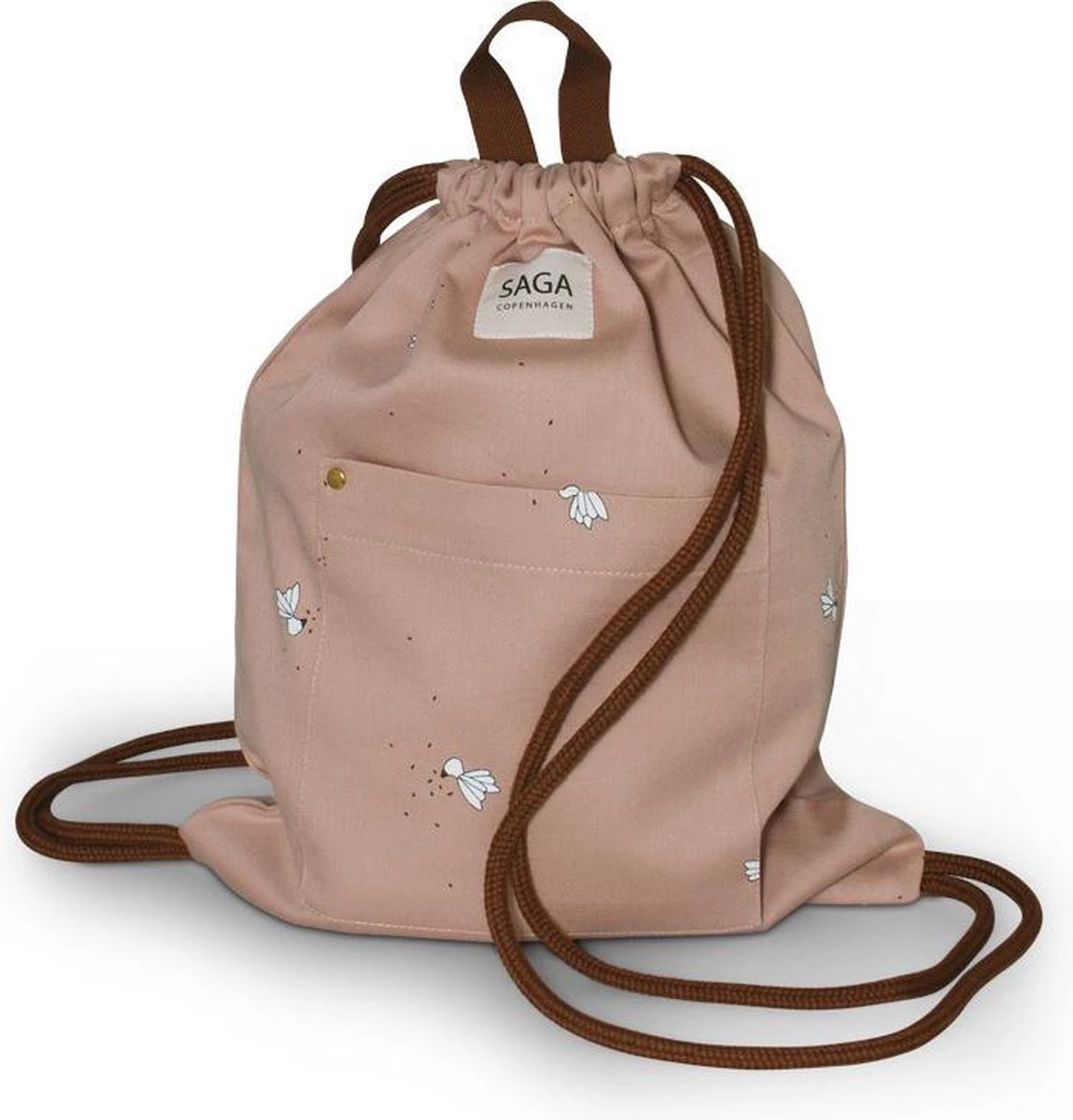 Saga Copenhagen Flipi Latte - Gym Bag - Turnzak - Zwemtas - Rugzakje - Roze Met Vogeltjes 1 Saga Copenhagen Flipi Latte - Gym Bag - Turnzak - Zwemtas - Rugzakje - Roze Met Vogeltjes