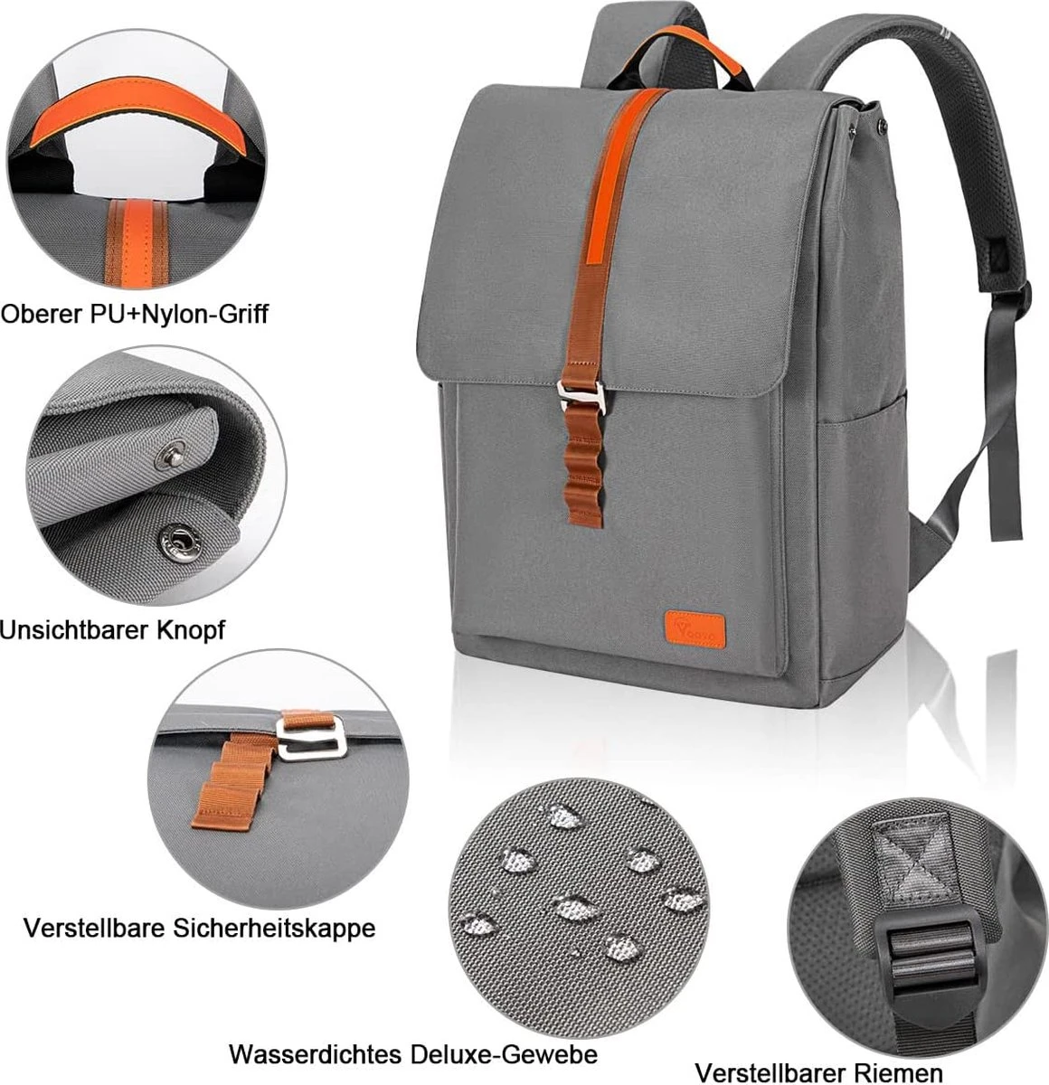 Rugzak Voor Dames En Meisjes, Waterdichte Retro Laptoprugzak Met 15,6 Inch Laptopvak, Modieuze Rugzak, Schoolrugzak Voor Business, Reizen, Vrije Tijd, Werk, School, Werk, Grijs 2 Rugzak Voor Dames En Meisjes, Waterdichte Retro Laptoprugzak Met 15,6 Inch Laptopvak, Modieuze Rugzak, Schoolrugzak Voor Business, Reizen, Vrije Tijd, Werk, School, Werk, Grijs - Afbeelding 2