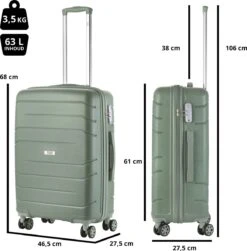 TravelZ Big Bars Reiskoffer 68 Cm Met Dubbele Wielen - Trolley Koffer Met TSA-slot - Olijf -Kofferland Goedkope Winkel 1183x1200 1