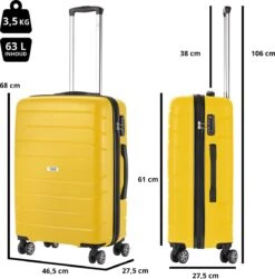 TravelZ Big Bars Reiskoffer 68 Cm Met Dubbele Wielen - Trolley Koffer Met TSA-slot - Geel -Kofferland Goedkope Winkel 1183x1200