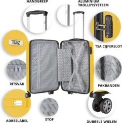 TravelZ Big Bars Handbagagekoffer 55cm Met TSA-slot - Ultrasterk - Geel 10 TravelZ Big Bars Handbagagekoffer 55cm Met TSA-slot - Ultrasterk - Geel -Kofferland Goedkope Winkel 1192x1200 1