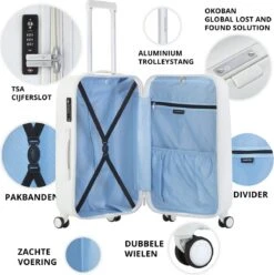 CarryOn Skyhopper Reiskoffer - 78cm TSA Trolley Met OKOBAN - Dubbele Wielen - Wit -Kofferland Goedkope Winkel 1197x1200 1