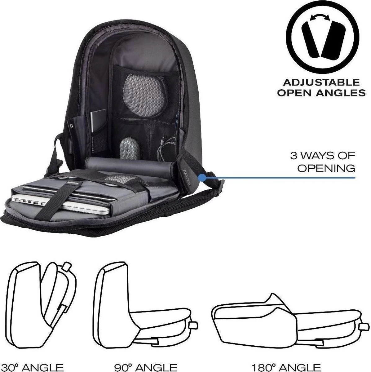 XD Design Bobby Hero Small - Anti-Diefstal Rugzak 11.5 Liter - Zwart 15 XD Design Bobby Hero Small - Anti-Diefstal Rugzak 11.5 Liter - Zwart - Afbeelding 15