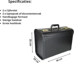 Pilotenkoffer Zonder Wiel - Kunstleer Zwart - Grote Piloten Koffer Met Laptopvak En Cijferslot - Kantoor Koffer - Werk Koffer -Kofferland Goedkope Winkel 1200x1025 1
