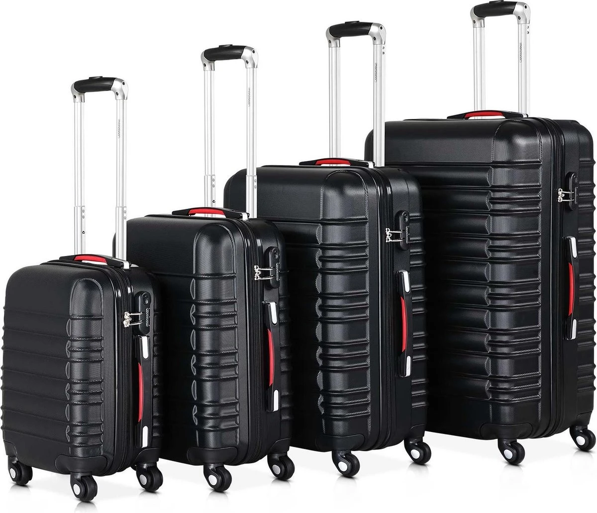 Monzana Kofferset - 4 Stuks S M L XL Met Wielen Cijferslot - Zwart 9 Monzana Kofferset - 4 Stuks S M L XL Met Wielen Cijferslot - Zwart - Afbeelding 9