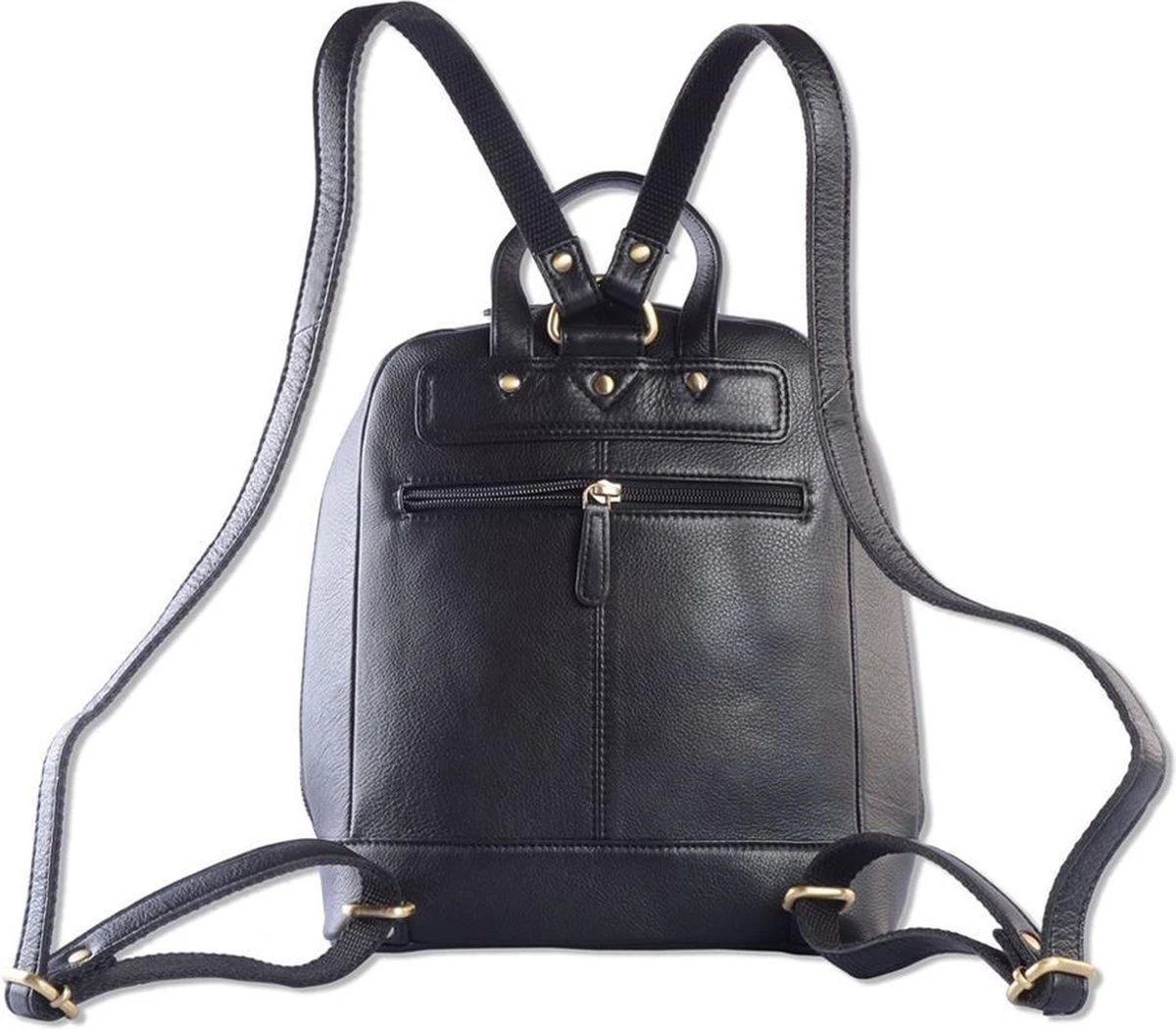 WILD WOODS Leren Dames Rugtas M - Casual Rugzak - Nappa Leer - Zwart 4 WILD WOODS Leren Dames Rugtas M - Casual Rugzak - Nappa Leer - Zwart - Afbeelding 4