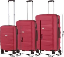 CarryOn Porter ® Kofferset - TSA Trolleyset 3-delig Met OKOBAN - Dubbele Wielen - Rood -Kofferland Goedkope Winkel 1200x1052