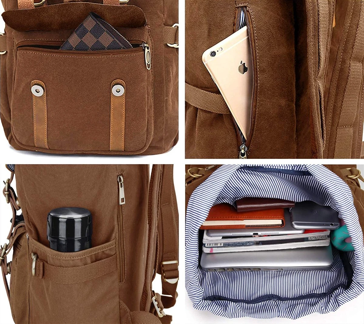 EV - Rugzak Canvas - Leder Details 2 EV - Rugzak Canvas - Leder Details - Afbeelding 2