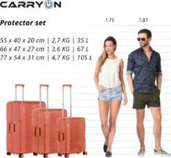 CarryOn Protector Luxe 3-delige Kofferset - Trolleyset Met TSA-kliksloten - Terra -Kofferland Goedkope Winkel 1200x1107