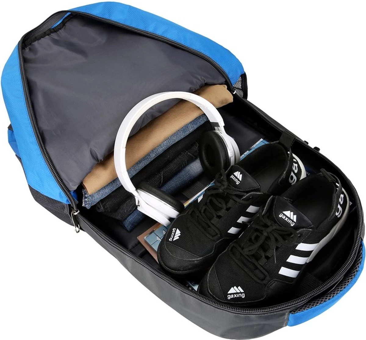 Rugzak 60 L. Licht Gewicht Met 8 Maal Vak Indeling Met Laptopvak 15.6 Inch. Extra Sterk Water Afstotend Materiaal Populaire Backpack. 2 Rugzak 60 L. Licht Gewicht Met 8 Maal Vak Indeling Met Laptopvak 15.6 Inch. Extra Sterk Water Afstotend Materiaal Populaire Backpack. - Afbeelding 2