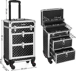 Cosmetic Case Trolley - Professionele Make-up Case - Kapperskoffer Met 4 Uitneembare Wielen 11 Cosmetic Case Trolley - Professionele Make-up Case - Kapperskoffer Met 4 Uitneembare Wielen -Kofferland Goedkope Winkel 1200x1116