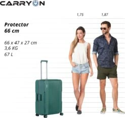 CarryOn Protector Luxe Reiskoffer - Trolley 66cm Met TSA-klikslot En OKOBAN - Ultrasterk - Groen -Kofferland Goedkope Winkel 1200x1136 2
