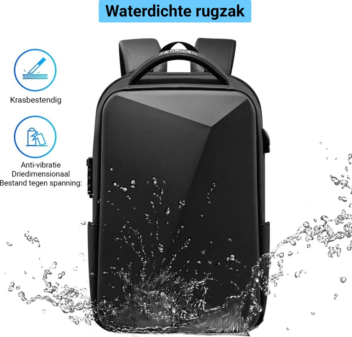 Brandie® - Rugzak - Voor Heren Reistas - Reistas - Schoudertas - Waterdichte Rugzakken - Schooltas - Anti Diefstal - USB Opladen - Heren Zakelijke Reistas Rugzak - 5013 Grootte 12*32*45 Cm - Zwart Upgraden - Gewicht 1.3 Kg 12 Brandie® - Rugzak - Voor Heren Reistas - Reistas - Schoudertas - Waterdichte Rugzakken - Schooltas - Anti Diefstal - USB Opladen - Heren Zakelijke Reistas Rugzak - 5013 Grootte 12*32*45 Cm - Zwart Upgraden - Gewicht 1.3 Kg - Afbeelding 12