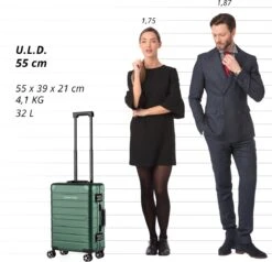 CarryOn ULD Handbagage - Luxe Aluminium Trolley 55cm - Dubbel TSA Slot - Dubbele Wielen - Groen -Kofferland Goedkope Winkel 1200x1157