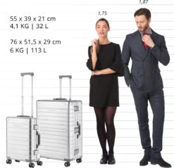 CarryOn Kofferset ULD - Luxe Aluminium Handbagage Koffer 55cm + 76cm Grote Reiskoffer - Dubbel TSA Slot - Zilver 10 CarryOn Kofferset ULD - Luxe Aluminium Handbagage Koffer 55cm + 76cm Grote Reiskoffer - Dubbel TSA Slot - Zilver -Kofferland Goedkope Winkel 1200x1162 3