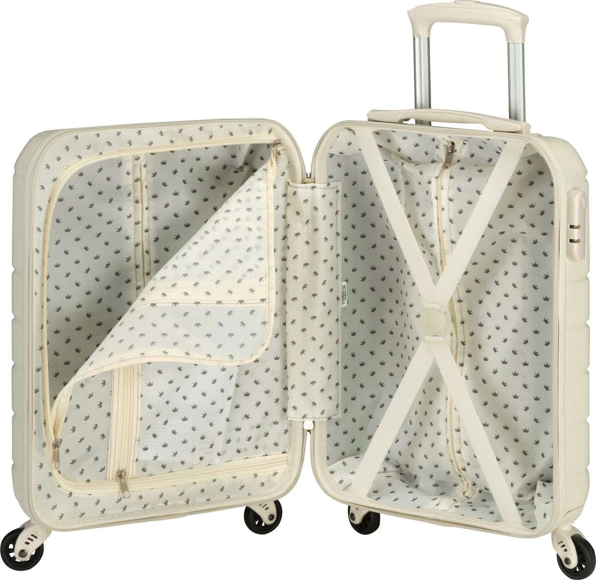 Princess Traveller Florence - Handbagagekoffer Met Strap - Crème - S - 55cm 4 Princess Traveller Florence - Handbagagekoffer Met Strap - Crème - S - 55cm - Afbeelding 4