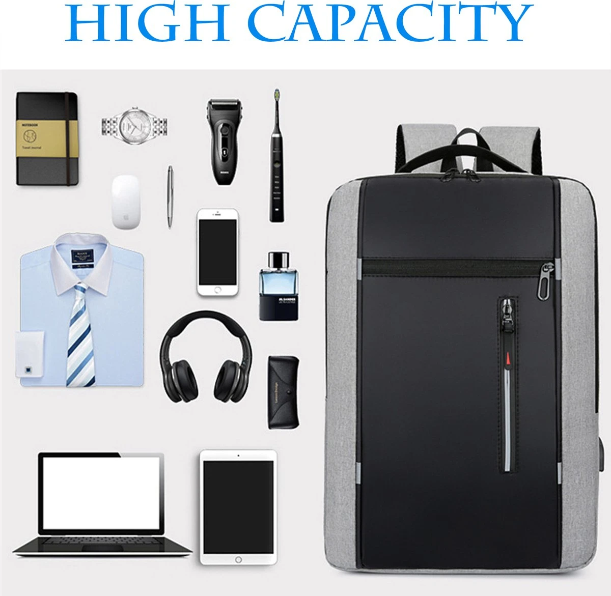 Merkloos Rugzak - Laptoprugzak 15,6 Inch - Schoolrugzak Dagrugzak - Kerstmis - Kerstfeest - Christmas Gift - Rugzak Dames Heren - Waterdichte Nylon Laptopbagagetablet - Met Usb Oplaadstation - Voor School Reizen Multifunctioneel - Grijs 5 Merkloos Rugzak - Laptoprugzak 15,6 Inch - Schoolrugzak Dagrugzak - Kerstmis - Kerstfeest - Christmas Gift - Rugzak Dames Heren - Waterdichte Nylon Laptopbagagetablet - Met Usb Oplaadstation - Voor School Reizen Multifunctioneel - Grijs - Afbeelding 5