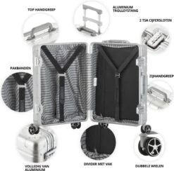CarryOn Kofferset ULD - Luxe Aluminium Handbagage Koffer 55cm + 76cm Grote Reiskoffer - Dubbel TSA Slot - Zilver 8 CarryOn Kofferset ULD - Luxe Aluminium Handbagage Koffer 55cm + 76cm Grote Reiskoffer - Dubbel TSA Slot - Zilver -Kofferland Goedkope Winkel 1200x1183 2