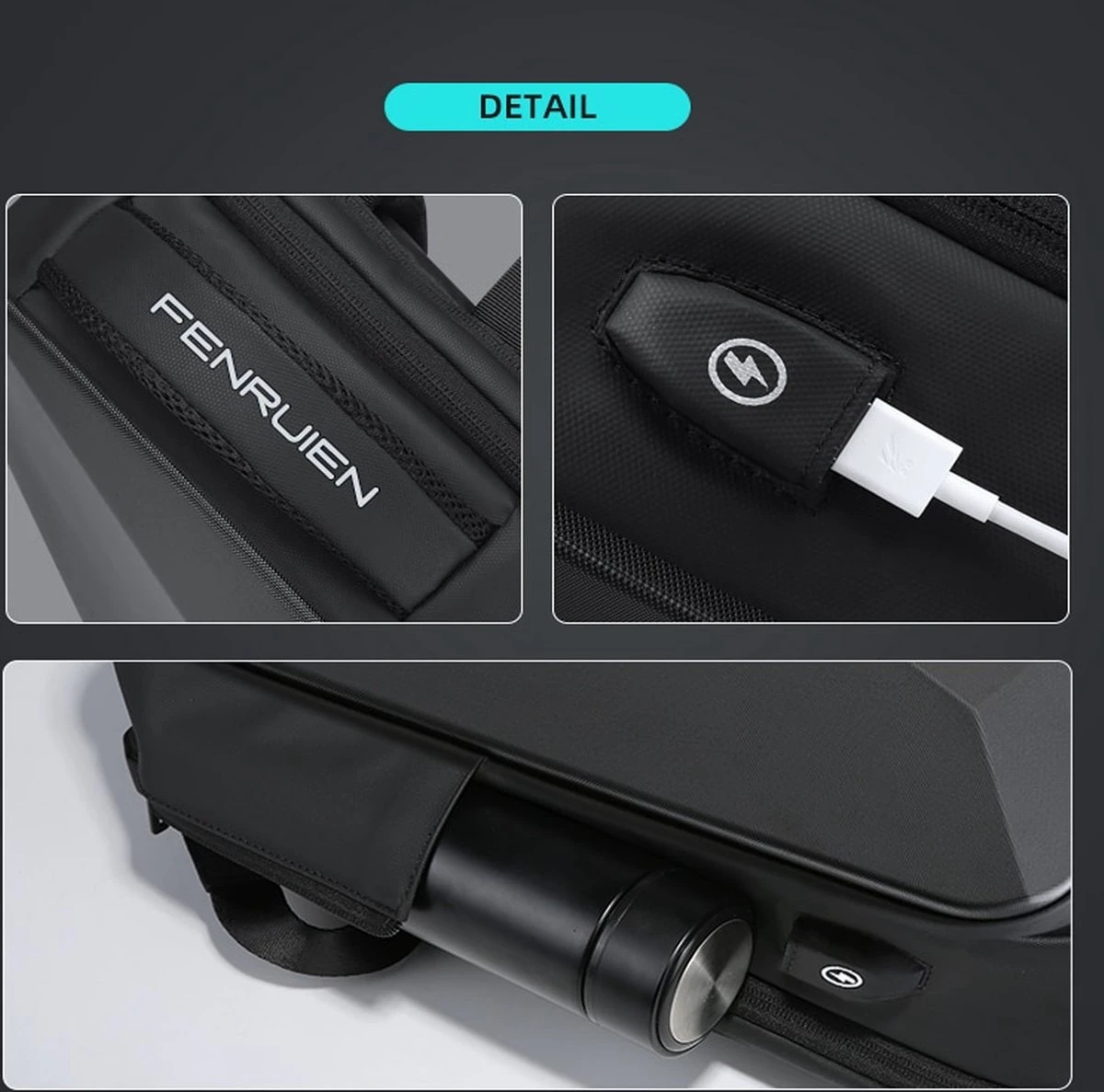 Brandie® - Rugzak - Voor Heren Reistas - Reistas - Schoudertas - Waterdichte Rugzakken - Schooltas - Anti Diefstal - USB Opladen - Heren Zakelijke Reistas Rugzak - 5013 Grootte 12*32*45 Cm - Zwart Upgraden - Gewicht 1.3 Kg 5 Brandie® - Rugzak - Voor Heren Reistas - Reistas - Schoudertas - Waterdichte Rugzakken - Schooltas - Anti Diefstal - USB Opladen - Heren Zakelijke Reistas Rugzak - 5013 Grootte 12*32*45 Cm - Zwart Upgraden - Gewicht 1.3 Kg - Afbeelding 5