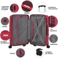 CarryOn Porter ® Kofferset - TSA Trolleyset 3-delig Met OKOBAN - Dubbele Wielen - Rood -Kofferland Goedkope Winkel 1200x1191 2