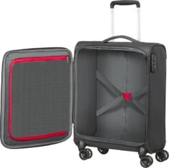 American Tourister Reiskoffer - Crosstrack Spinner 55/20 Tsa (Handbagage) Grey/Red -Kofferland Goedkope Winkel 1200x1192 1