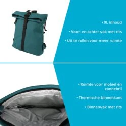 VanEnkhuizen Rolltop Rugzak 9 Liter - Waterafstotend En Thermo Materiaal - Turquoise -Kofferland Goedkope Winkel 1200x1200 1271