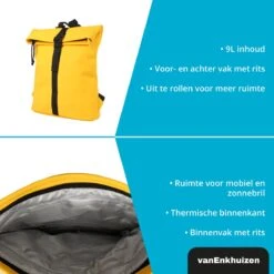 VanEnkhuizen Rolltop Rugzak 9 Liter - Waterafstotend En Thermo Materiaal - Geel -Kofferland Goedkope Winkel 1200x1200 1300
