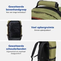 CabinMax Metz Reistas – Handbagage 20L – Rugzak – Schooltas - 40x25x20 Cm – Compact Backpack – Lichtgewicht – Khaki -Kofferland Goedkope Winkel 1200x1200 1318