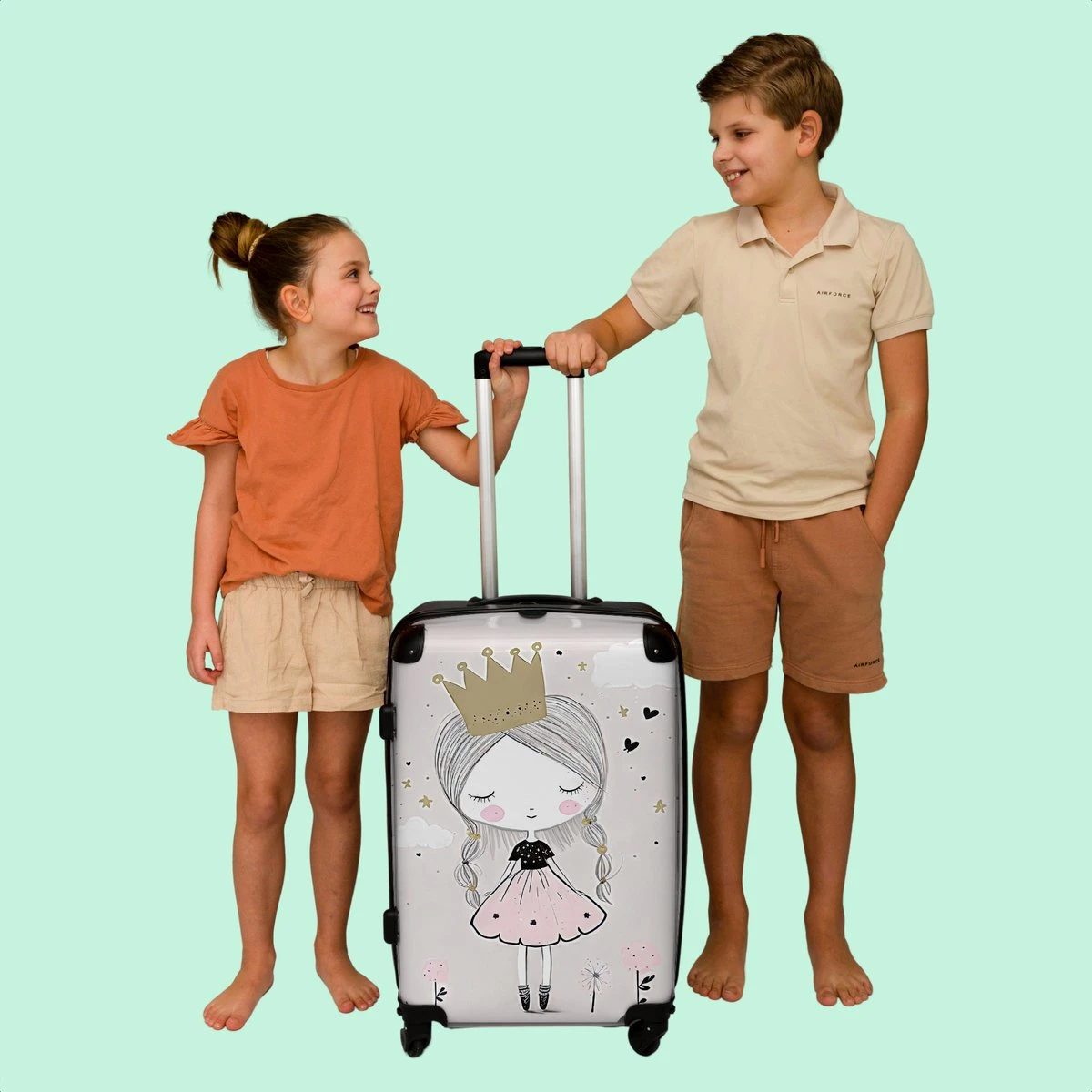 NoBoringSuitcases.com® Koffer Groot - Prinses - Bloemen - Kroon - Meisje - Sterren - Trolley Koffer Met TSA-slot - Met Wielen - 90 Liter - Reiskoffer - 66 Cm 7 NoBoringSuitcases.com® Koffer Groot - Prinses - Bloemen - Kroon - Meisje - Sterren - Trolley Koffer Met TSA-slot - Met Wielen - 90 Liter - Reiskoffer - 66 Cm - Afbeelding 7
