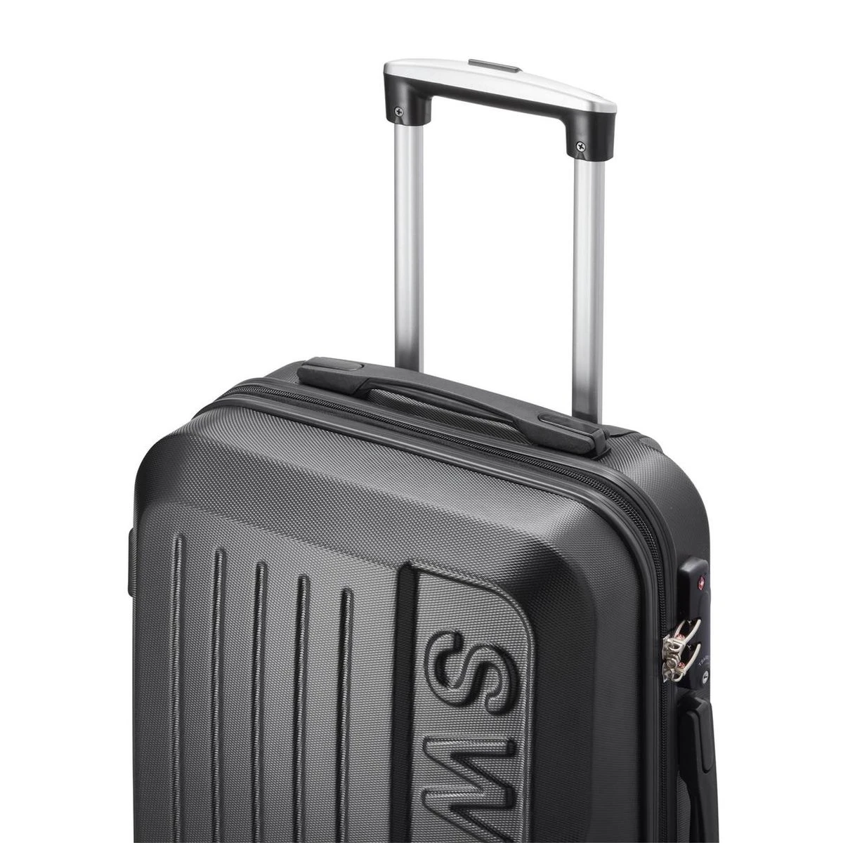 Swiss - Lausanne Handbagage Koffer 55x40x25 Cm - 4 Wielen - TSA-cijferslot - Zwart 3 Swiss - Lausanne Handbagage Koffer 55x40x25 Cm - 4 Wielen - TSA-cijferslot - Zwart - Afbeelding 3
